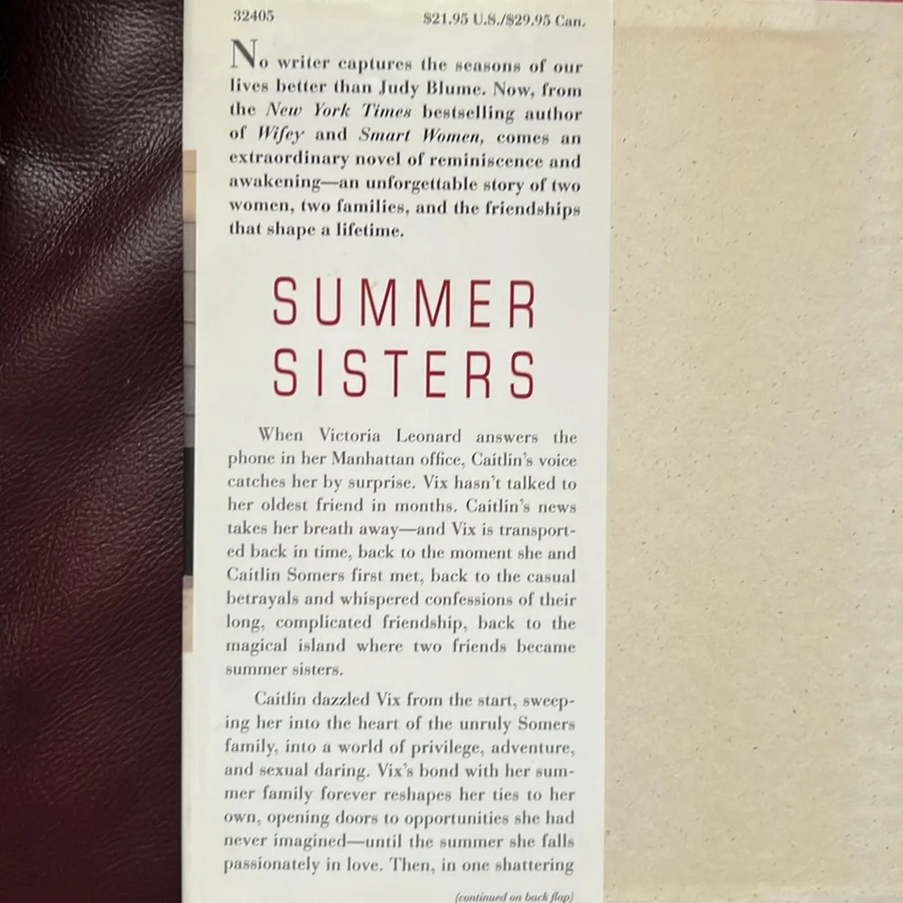 Judy Blume Hardcover “Summer Sisters” & Paperback “In The Unlikely Event” Novels